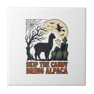 Halloween-Alpaka-Shirt Süß Gruselig Vintage Tier Fliese
