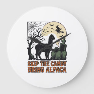 Halloween-Alpaka-Shirt Süß Gruselig Vintage Tier  Große Wanduhr