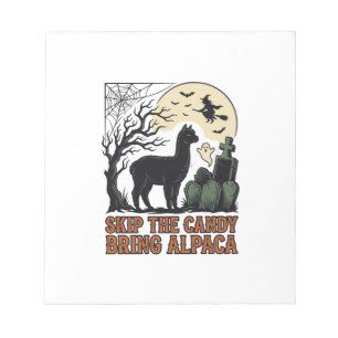 Halloween-Alpaka-Shirt Süß Gruselig Vintage Tier  Notizblock