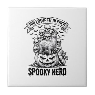 Halloween-Alpaka-Shirt Vintage-Totenkopf-Kürbis-De Fliese