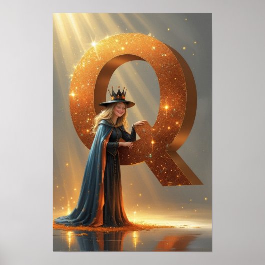 Halloween Alphabet Kinder ABC Buchstabe Q Poster (Vorne)