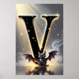 Halloween Alphabet Kinder ABC Buchstabe V Poster