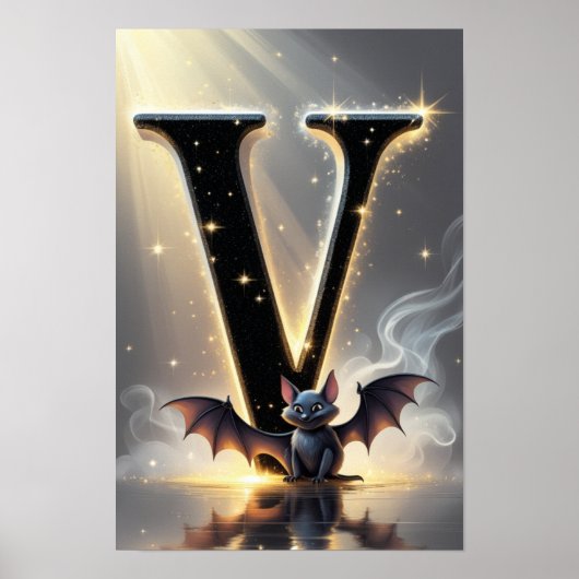 Halloween Alphabet Kinder ABC Buchstabe V Poster (Vorne)