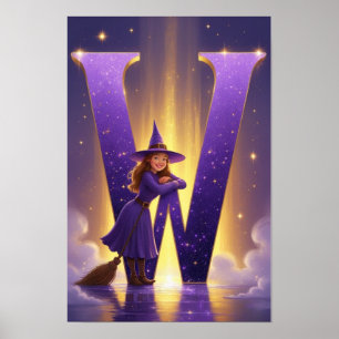 Halloween Alphabet Kinder ABC Buchstabe W Poster