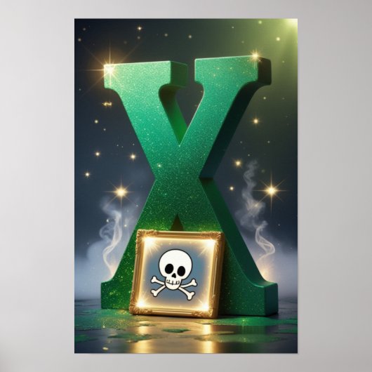 Halloween Alphabet Kinder ABC Buchstabe X Poster (Vorne)