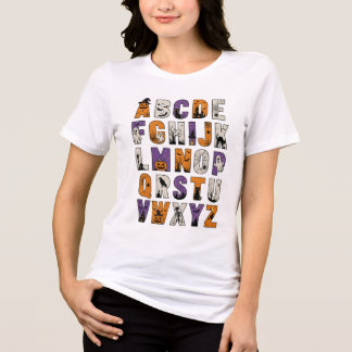 Halloween-Alphabet-T-Shirt, Gruselige ABC-Buchstab Tri-Blend Shirt