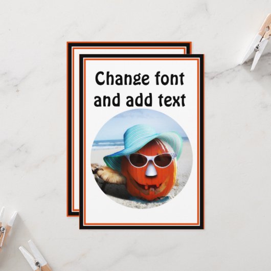 Halloween am Strand Karte (Vorderseite/Rückseite Beispiel)