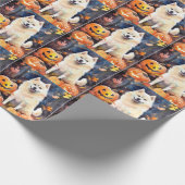 Halloween American Akita mit Pumpkins Beängstigend Geschenkpapier (Ecke)