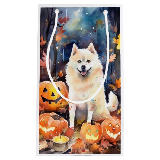 Halloween American Akita mit Pumpkins Beängstigend Kleine Geschenktüte (Vorderseite)