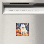 Halloween American Akita mit Pumpkins Beängstigend Magnet (In Situ (Geschirrspüler))