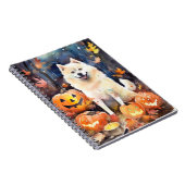 Halloween American Akita mit Pumpkins Beängstigend Notizblock (Rechte Seite)
