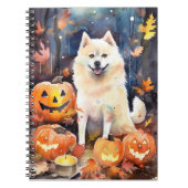Halloween American Akita mit Pumpkins Beängstigend Notizblock (Vorderseite)
