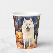 Halloween American Akita mit Pumpkins Beängstigend Pappbecher (Rückseite)