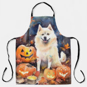 Halloween American Akita mit Pumpkins Beängstigend Schürze (Vorderseite)