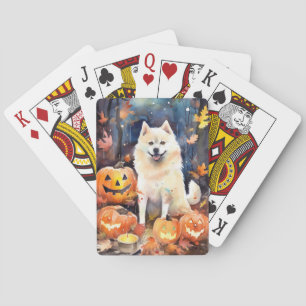 Halloween American Akita mit Pumpkins Beängstigend Spielkarten