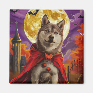 Halloween American Akita Vampir Kürbisse Gruselig Magnet