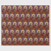 Halloween American Akita Vampire Pumpkins Beängsti Geschenkpapier (Flach)