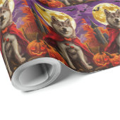 Halloween American Akita Vampire Pumpkins Beängsti Geschenkpapier (Rolleneckpunkt)