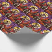 Halloween American Akita Vampire Pumpkins Beängsti Geschenkpapier (Ecke)