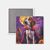 Halloween American English Foxhound Pumpkin Beängs Magnet (Vorderseite/Rückseite)