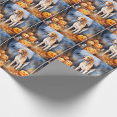 Halloween American English Foxhound with Pumpkins Geschenkpapier (Ecke)