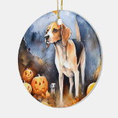 Halloween American English Foxhound with Pumpkins Keramik Ornament (Links)