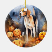 Halloween American English Foxhound with Pumpkins Keramik Ornament (Hinten)