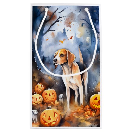 Halloween American English Foxhound with Pumpkins Kleine Geschenktüte (Rückseite)
