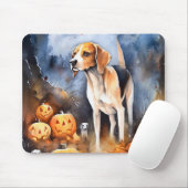 Halloween American English Foxhound with Pumpkins Mousepad (Mit Mouse)