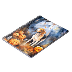 Halloween American English Foxhound with Pumpkins Notizblock