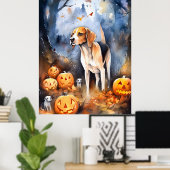 Halloween American English Foxhound with Pumpkins Poster (Heimbüro)