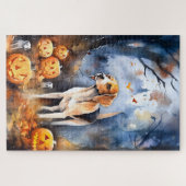 Halloween American English Foxhound with Pumpkins Puzzle (Horizontal)