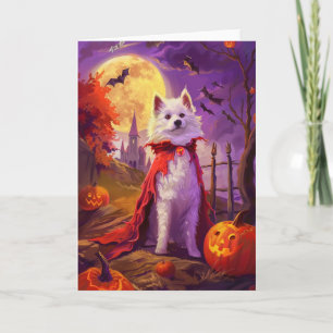 Halloween American Eskimo Kürbisse Gruselig Karte