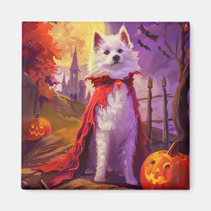 Halloween American Eskimo Kürbisse Gruselig Magnet