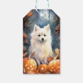 Halloween American Eskimo mit Pumpkins Beängstigen Geschenkanhänger (Vorderseite)