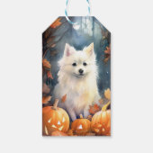 Halloween American Eskimo mit Pumpkins Beängstigen Geschenkanhänger (Rückseite)