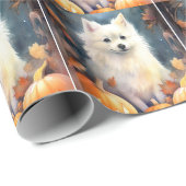 Halloween American Eskimo mit Pumpkins Beängstigen Geschenkpapier (Rolleneckpunkt)