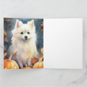 Halloween American Eskimo mit Pumpkins Beängstigen Karte (Innenseite)
