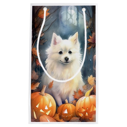 Halloween American Eskimo mit Pumpkins Beängstigen Kleine Geschenktüte (Vorderseite)