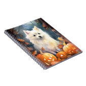 Halloween American Eskimo mit Pumpkins Beängstigen Notizblock (Rechte Seite)