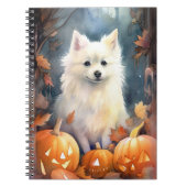 Halloween American Eskimo mit Pumpkins Beängstigen Notizblock (Vorderseite)