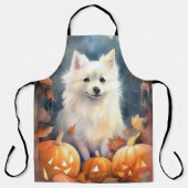Halloween American Eskimo mit Pumpkins Beängstigen Schürze (Vorderseite)