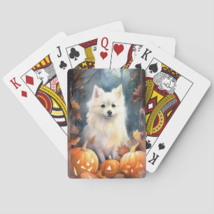Halloween American Eskimo mit Pumpkins Beängstigen Spielkarten