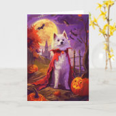 Halloween American Eskimo Pumpkins Beängstigend Karte (Gelbe Blume)
