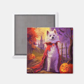 Halloween American Eskimo Pumpkins Beängstigend Magnet (Vorderseite/Rückseite)