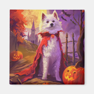 Halloween American Eskimo Pumpkins Beängstigend Magnet