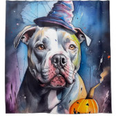 Halloween American Staffordshire with Pumpkins Duschvorhang (Vorderseite)