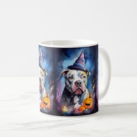 Halloween American Staffordshire with Pumpkins Kaffeetasse (VorderseiteRechts)