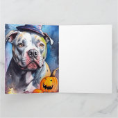 Halloween American Staffordshire with Pumpkins Karte (Innenseite)