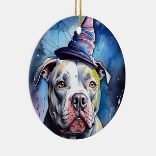 Halloween American Staffordshire with Pumpkins Keramik Ornament